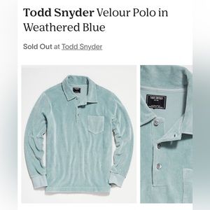 Todd Snyder Velour Polo in Weathered Blue